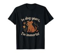 In Dog Years I'm Immortal Earthy Doodle scritto a mano Maglietta
