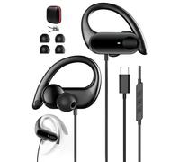 In Ear Cuffie USB C Sport, Gancio Auricolare Microfono e Controllo Volume, Auricolari con Filo per Samsung S26 Ultra S25 S24 S23 A56 A16, Cuffiette con Filo per iPhone 17 16 15, per Pixel 10 9 8 Nero