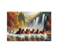 In esecuzione Cavalli Selvaggi E Autunno Falls 1000 Pezzi Puzzle Per Adulti Puzzle In Legno Per Adulti Regali Home Decor