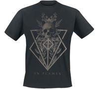 In Flames Skull - Heavyweight Uomo T-Shirt Nero S 100% Cotone Regular