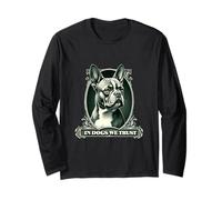 In francese Bulldog We Trust Funny Vintage Frenchie Dog Maglia a Manica