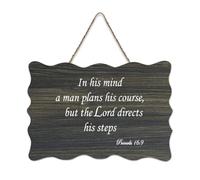 in His Mind A Man Plans His Course But The Lord Directs His Steps Proverbs 16:9, cartello in legno stampato rustico da parete con citazioni, poster per ufficio, decorazione per la casa, 15,2 x 25,4 cm