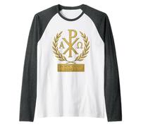 in HOC SIGNO VINCES - Chi Rho Simbolo dei Cavalieri Templari Maglia con Maniche Raglan