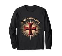 in Hoc Signo Vinces Templare Croce Radiante Design Maglia a Manica