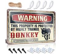 In Home Cartello bar Warning This Property Is Protected By A Highly Trained Donkey Sign per camera da letto cartello uomo grotta cartello divertente (20 x 30 cm)