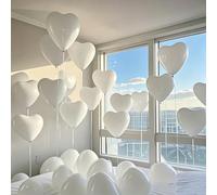 IN JOOYAA - Palloncini a forma di cuore bianchi, 15,2 cm, 100 pezzi, per San Valentino, matrimoni, feste di compleanno