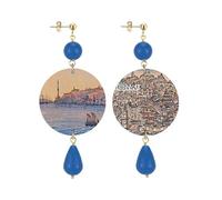 IN Lebole Collezione The Circle DOR107 Genova Orecchini da Donna in Ottone Pietra Blu
