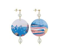 IN Lebole Collezione The Circle DOR110 Capri Barca Orecchini da Donna in Ottone Pietra Perla