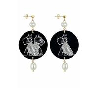 IN Lebole Collezione The Circle DOR142 Gioiello Cani Orecchini da Donna in Ottone Pietra Perla