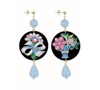 IN Lebole Collezione The Circle DOR146 Gioiello Fiore Orecchini da Donna in Ottone Pietra Celeste