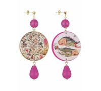 IN Lebole Collezione The Circle DOR159 Pesci Orecchini da Donna in Ottone Pietra Fuxia