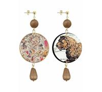 IN Lebole Collezione The Circle DOR164 Leone Orecchini da Donna in Ottone Pietra Marrone