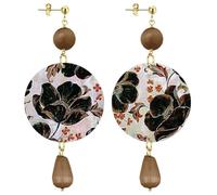IN Lebole Collezione The Circle DOR258 Fiore Scuro Base Chiara Orecchini da Donna in Ottone Pietra Marrone…