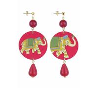 IN Lebole Collezione The Circle DOR43 Elefanti Orecchini da Donna in Ottone Pietra Rubino