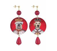 IN Lebole Collezione The Circle DOR51 Labrador e Bulldog Orecchini da Donna in Ottone Pietra Rubino