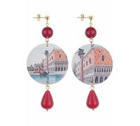 IN Lebole Collezione The Circle DOR88 Venezia Orecchini da Donna in Ottone Pietra Rubino