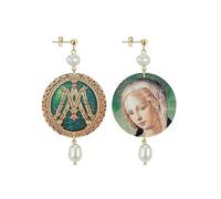 IN Lebole Collezione The Circle DOR95 Madonna Verde Orecchini da Donna in Ottone Pietra Perla