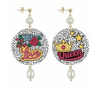 IN Lebole Collezione The Circle Love And Queen Orecchini da Donna in Ottone Pietra Perla
