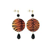 IN Lebole Collezione The Circle Piccolo Tigrato Orecchini da Donna in Ottone Pietra Nero