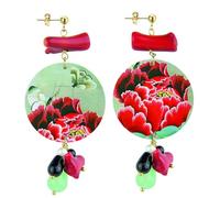 IN Lebole Collezione The Circle Special Fiore Rosso e Farfalla Orecchini da Donna in Ottone