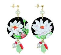 IN Lebole Collezione The Circle Special Grande Fiore Bianco Orecchini da Donna in Ottone
