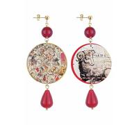 IN LeboleCollezione The Circle DOR160 Ariete Orecchini da Donna in Ottone Pietra Rubino