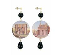 IN LeboleCollezione The Circle DOR86 Roma Pantheon Orecchini da Donna in Ottone Pietra Nera
