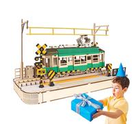 in legno 3D, kit di modelli di tram in legno | Kit auto tram classico per adulti per adulti | Assemblaggio Mom Unique Design Classic Tram Model 3d