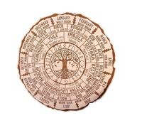 in legno con scritta "Wheel of the Year" | Calendario della strega pagana dei Sabbats | Calendario Wicca | Altare Yule | Segno celeste | Ornamento rotondo in legno | Decorazione natalizia