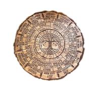 in legno con scritta "Wheel of the Year" | Calendario della strega pagana dei Sabbats | Calendario Wicca | Altare Yule | Segno celeste | Ornamento rotondo in legno | Decorazione natalizia