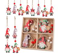 IN Legno Natale Decorazioni Albero Set 12pcs Gnomo Auto Disegni Rustico