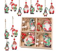 IN Legno Natale Decorazioni Albero Set 12pcs Gnomo Auto Disegni Rustico