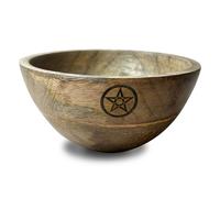 IN Legno Sporcare E Rituale Offerte Ciotola - Pentagramma Antico Saggezza (14x7)
