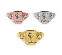 In Loving Memory With Wings Nome Personalizzato Birthstone Anelli per le donne, Anello personalizzato Abbraccio dal Cielo, Anelli commemorativi per le donne, Anello ad ala d'angelo Gioielli