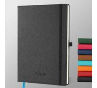 IN-LUXPRO - Agenda 2025-2026, planner settimanale, 18 mesi (lug. 25 - dic. 26), mensile, con pagine per spese e appunti, in pelle vegana, A4 (29 x 21,7 cm), nero (italiano non garantito)