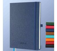 IN-LUXPRO - Agenda 2025-2026, planner settimanale, 18 mesi (lug. 25 - dic. 26), mensile, con pagine per spese e appunti, in pelle vegana, A4 (29 x 21,7 cm), blu marino (italiano non garantito)