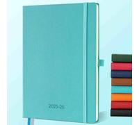 IN-LUXPRO - Agenda 2025-2026, planner settimanale, 18 mesi (lug. 25 - dic. 26), mensile, con pagine per spese e appunti, in pelle vegana, A4 (29 x 21,7 cm), azzurro (italiano non garantito)