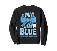 In May We Wear Blue Bow Coquette Dental Care Awareness Felpa
