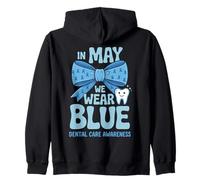 In May We Wear Blue Bow Coquette Dental Care Awareness Felpa con Cappuccio
