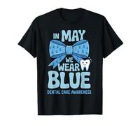 In May We Wear Blue Bow Coquette Dental Care Awareness Maglietta