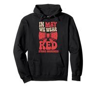 In May We Wear Red Bow Coquette Stroke Awareness Month Felpa con Cappuccio