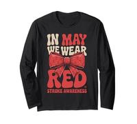 In May We Wear Red Ribbon Bow Coquette Stroke Awareness Maglia a Manica
