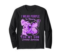 in Memory of My Son Overdose Awareness Farfalla Girasole Maglia a Manica