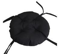 in modo che i cuscini sulla sedia, sedile rotondo in cotone e lino con nastro, multicolore, diverse misure, 7 cm (nero, diametro: 30 cm (12 pollici)