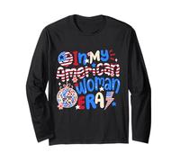 In My American Woman Era Retro Groovy 4 luglio Ragazze Bambini Maglia a Manica
