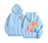 In My Cool Aunt Era - Felpa con cappuccio da donna, con cappuccio, a maniche lunghe, alla moda, casual, alla moda, morbida, con disegni, Y2K, estetica, 2026, blu cielo, L