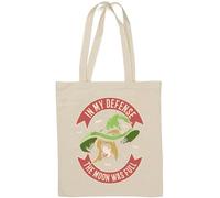 In My Defence The Moon Was Full Cute Witch Art - Borsa tote in cotone naturale, colore: Bianco
