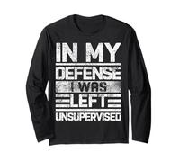 In My Defense I Was Left Unsupervised Divertente Detto Retrò Maglia a Manica
