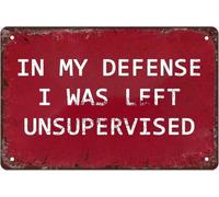 In My Defense Unsupervised Funny Tin Sign Coffee Corner 8 X 12 in