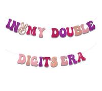 In My Double Digits Era Striscione, Striscione Preinfilato per il 10 Compleanno Striscione di Compleanno Rosa Glitterato Striscione a due Cifre Striscione con Decorazioni di Compleanno per Ragazze